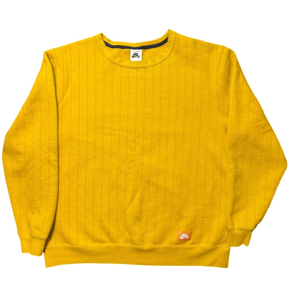 Nike SB Yellow Pinstripe Crewneck Sweatshirt Pullover Size‎ Large